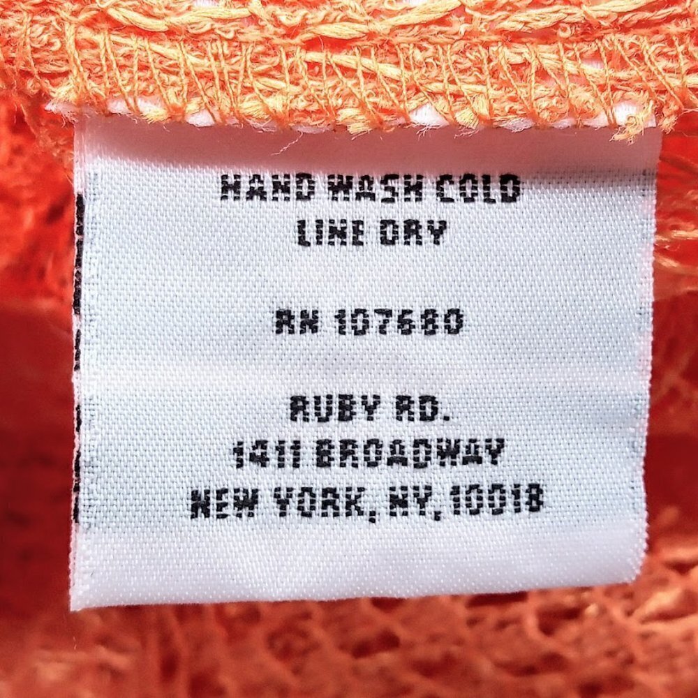 Ruby Rd. Tangerine Orange Open Mesh Weave Cardigan - Picture 6 of 7
